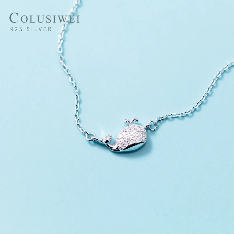Colusiwei животное кулон с изображением Кита ожерелье для женщин стерлингового