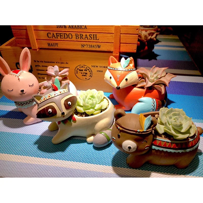 Настольные горшки в этническом стиле с животными цветочные для суккуленты