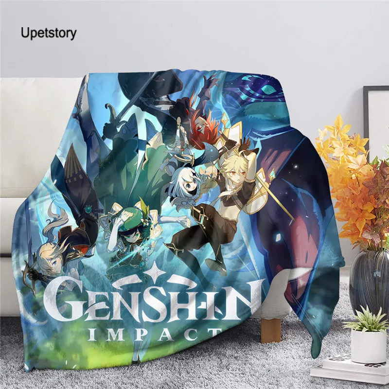 

Популярная игра Upetstory, ударные флисовые покрывала Genshin с принтом, покрывало для кровати, дивана, дивана, покрывало для спальни, для взрослых, ...