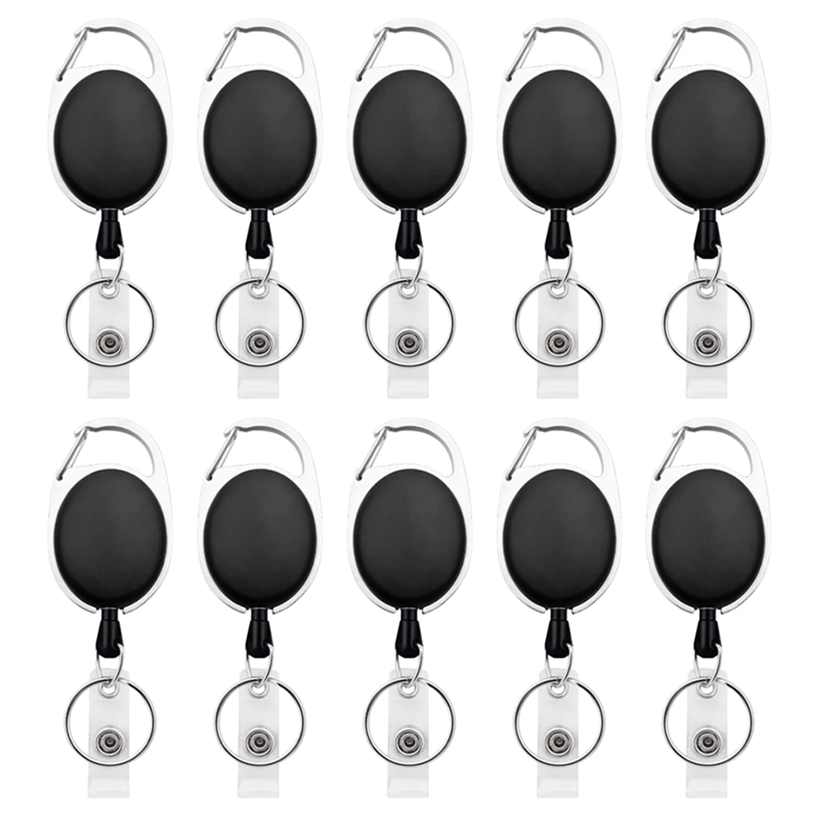 

10pcs Outdoor Key Ring With Belt Clip Name Card Camping Badge Holder Reel ID Office Lanyard Retractable Keychain School Burglar