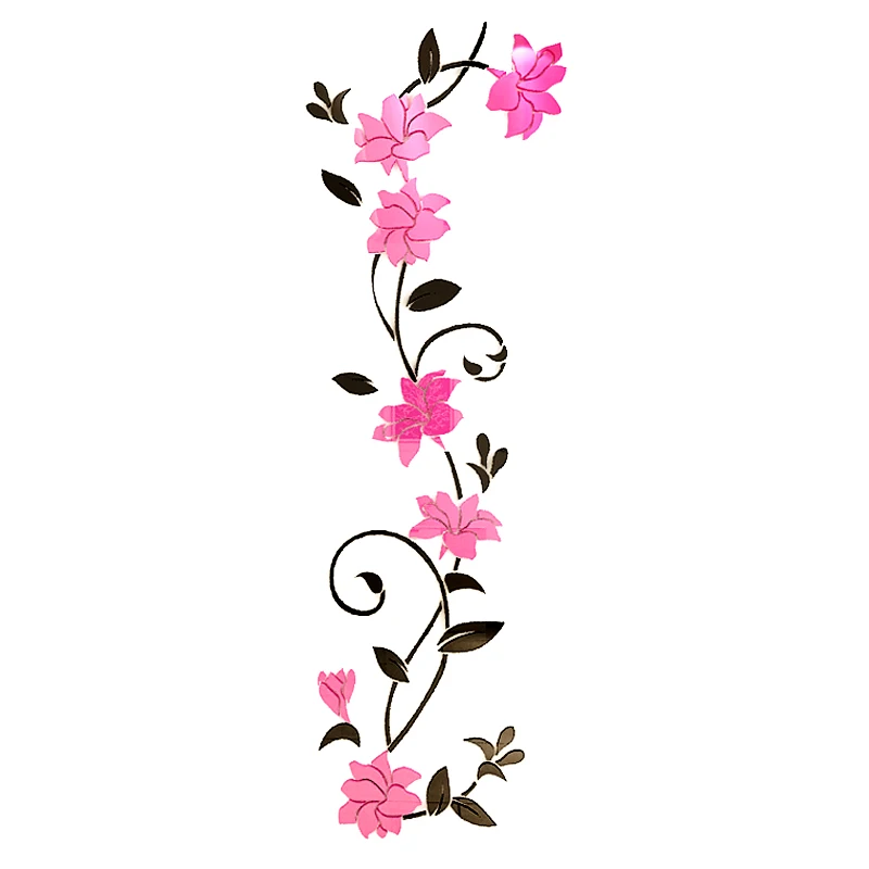 Новое поступление розовый акриловый цветок хрустальные настенные наклейки для