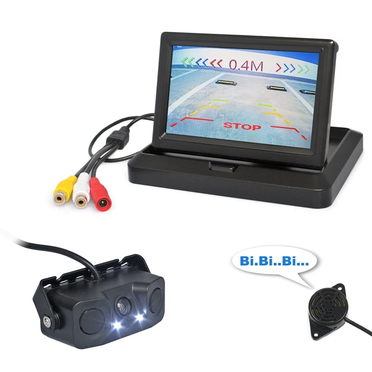 DIYKIT, 5 дюймов, Автомобильная камера заднего вида, комплект, резервное копирование, автомобильный монитор, парковочный радар, датчик, 2 в 1, автомобильная камера, парковочная система