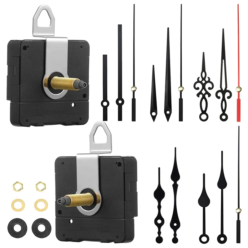 

32Mm Long Shaft DIY Quartz Clock Movement Mechanism With 5 Different Pairs Hands Wall Clock Repair Parts Replacement