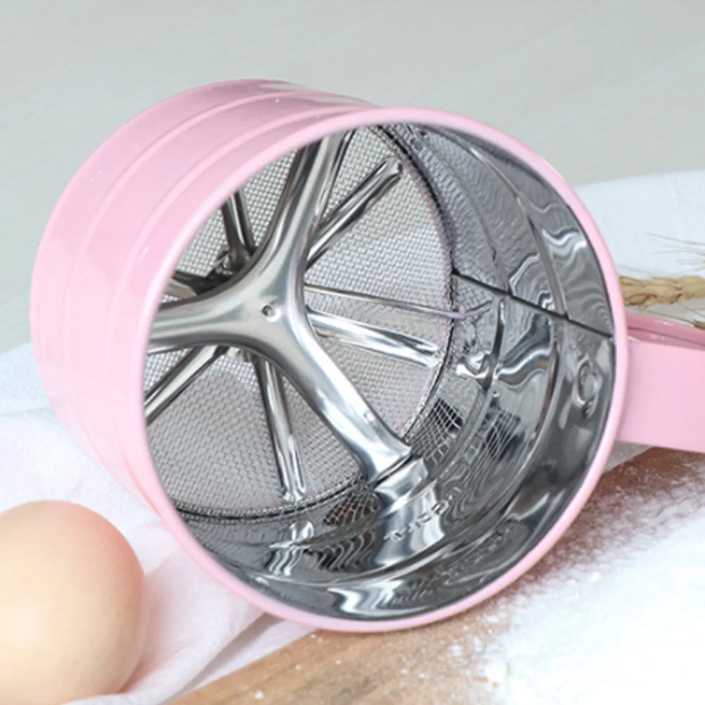 

New Handheld Flour Sifter Baking Mesh Sieve Cup Hand-Pressed Flour Shaker for Icing Sugar Baking Tools-35