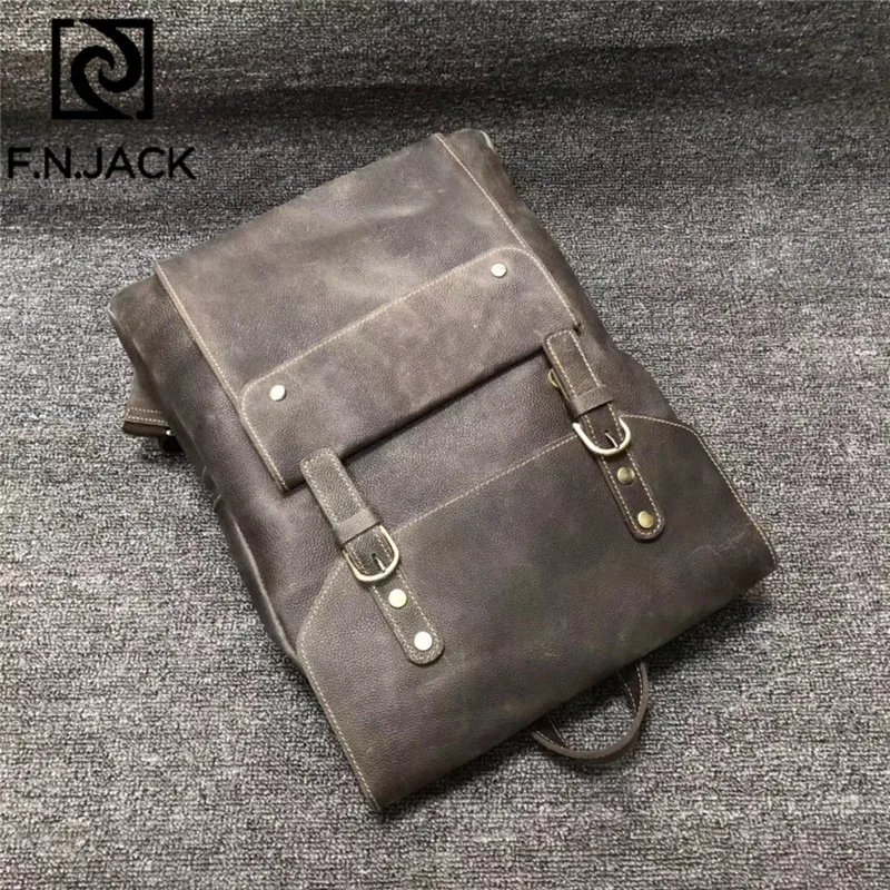 Винтажный Мужской рюкзак F.N.JACK с двумя лямками это классический дорожный для