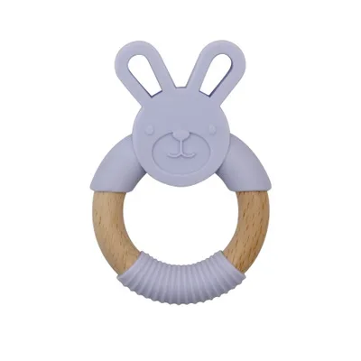 

1pc Baby Toys Silicone Baby Teether Beech Wooden Ring Hand Teething Rattles Musical Chew Play Gym Montessori Stroller