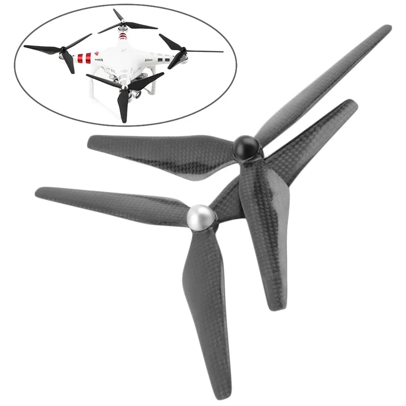 2 шт. Пропеллер из 9450 углеродного волокна CW/CCW 3-лопастной пропеллер DJI Phantom 1 3 Vision