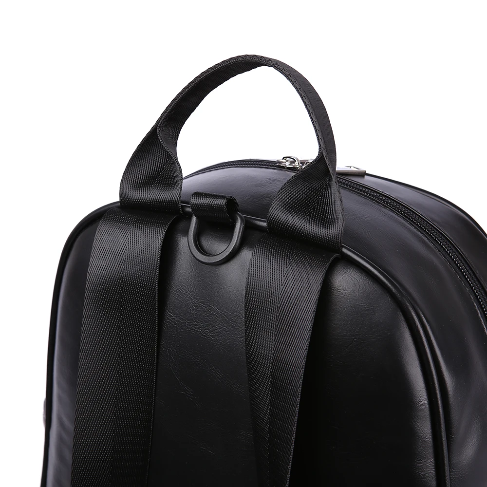 Рюкзак с ремнями для малышей черный из гладкой кожи вместительная сумка детского