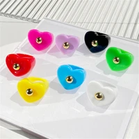 2021 jewelry love shape trend resin ring loveable heart acrylic ring for lightweight women exclusive