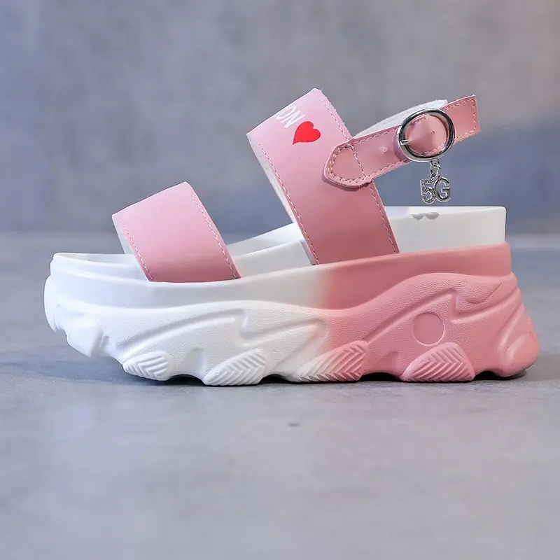 

2020 Summer Platform Sandals Women Wedges Thick Bottom Beach Casual Shoes Comfortable Buckle Sandals Student Sneakers
