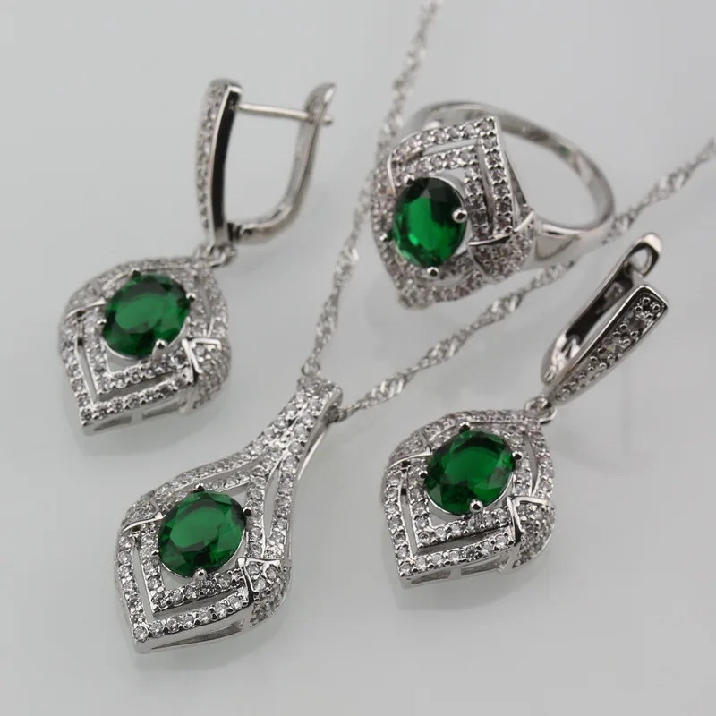 Женский комплект ювелирных изделий серьги и ожерелье серебряного цвета с