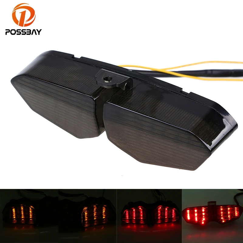 

POSSBAY Motorcycle Tail Light Rear LED Scooter Turn Signals Lamp Scooter Brake Light Cafe Racer for Yamaha YZF R6 2003 2004 2005