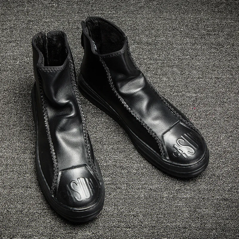 

Zemo more New Men's Soft Leather Boots Male Handmade Casual Shoes Men's High-Top Bottom Business Men Ankle Boots
