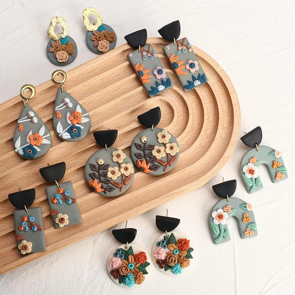 

Amorcome New Unique Design Polymer Clay Earrings Women Fashion Geometric Clay Earrings Jewelry Brincos Gift
