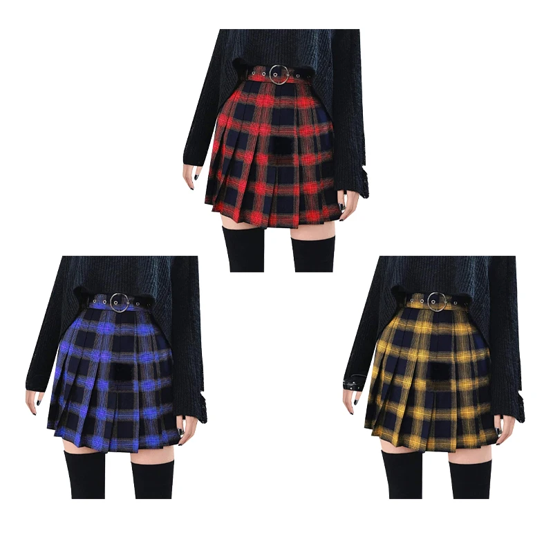 

Women Girls Short High Waist Pleated Flared Skater Tennis School Skirt Gothic Punk Moon Printed Mini Skirt