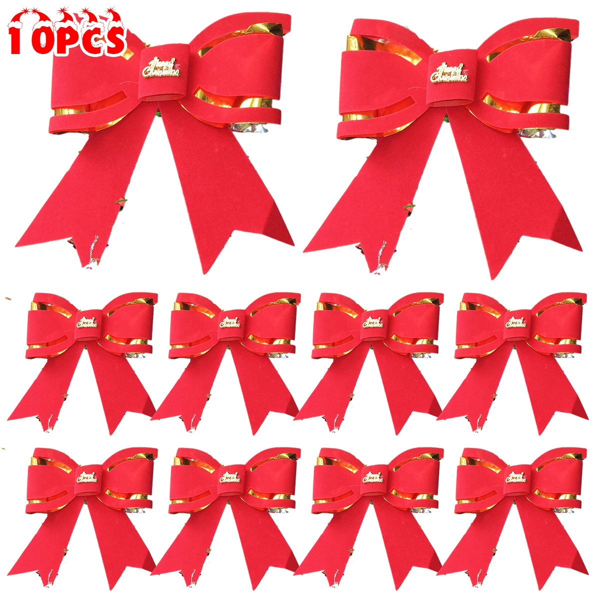 Вечерние украшения с бантиком Подарок на Рождество Красная флокированная