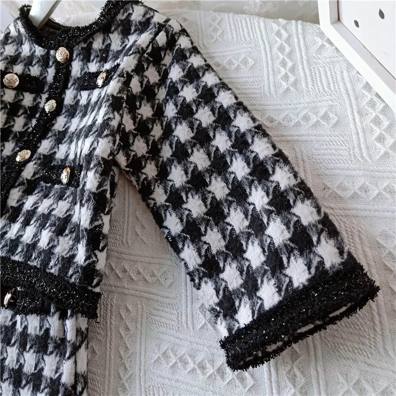 Комплект одежды для девочек VFOCHI Осенний жакет с рисунком гусиные лапки + штаны