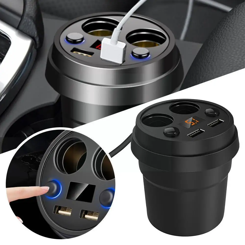

Multi-function Dual USB Cigarette Lighter Charger With Accessories Digital Splitter Socket Display Car LED Cup 2 Interior T R3H8