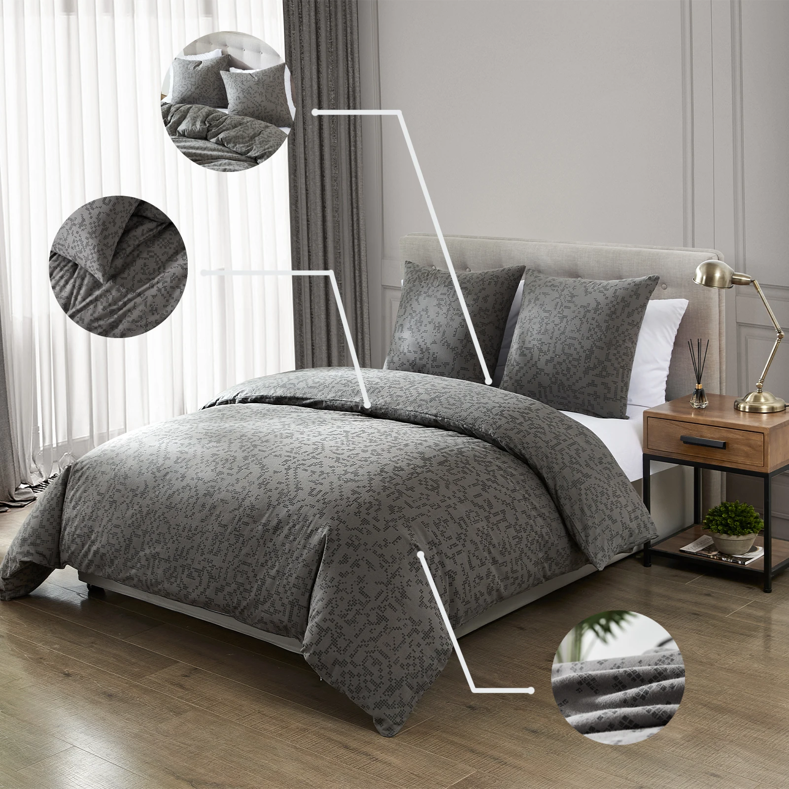 

Bedding Set 100% Cotton Quilt Cover Pillowcases Comforter Home 2/3pcs Bedclothes Home Decor Textile Modern Minimalist Style