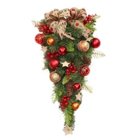 23 6 inch farmhouse artificial christmas teardrop swag door swag decoration with berrypine cone for indoor wall home