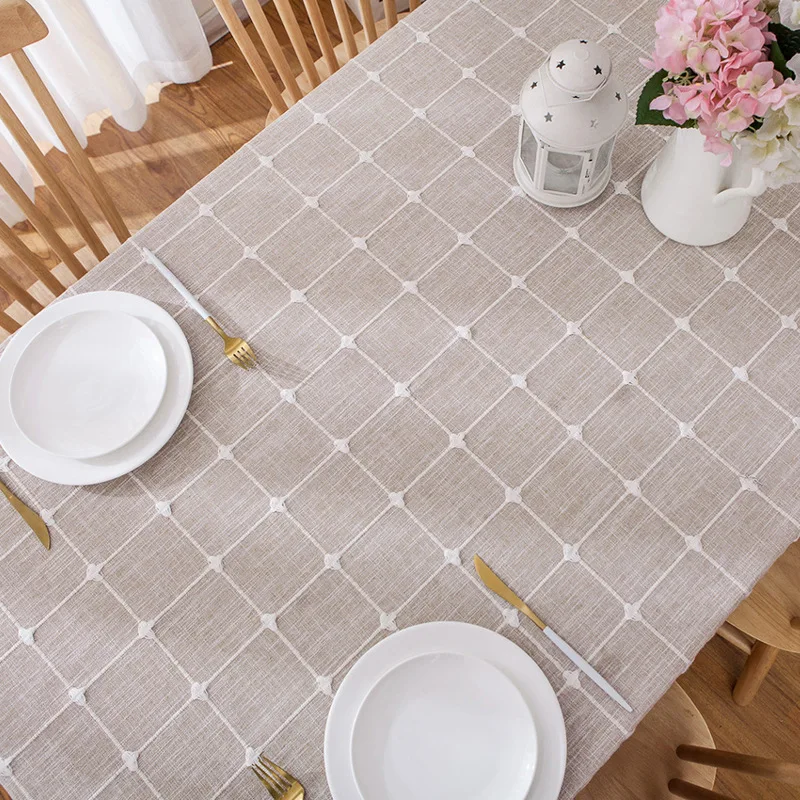 

Simple Cotton Linen Small Fresh Tablecloths Fabric Nordic Room Coffee Table Cover Coffee Tablecloth Plaid Plaid Cloth Rectangle
