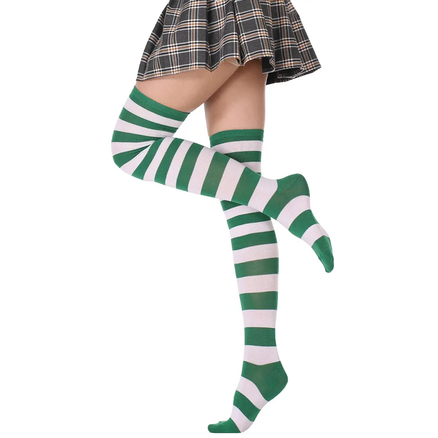 

1Pair New Women Girls Over Knee Long Stripe Printed Thigh High Striped Patterned Socks 20 Colors Sweet Cute Warm funny socks