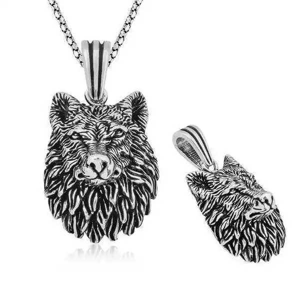 

Real Silver 925 Jewelry Silver Wolf Head Necklace