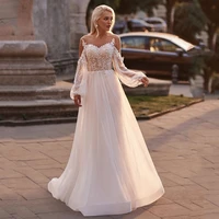 sexy a line long sleeved bridal gown transparent illusion shiny lace applique wedding dress bridesmaid mopping the floor