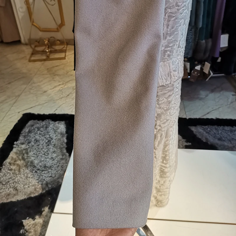 Модное пальто из овечьей шкуры Karakul импортное меховое сочетающееся с итальянским