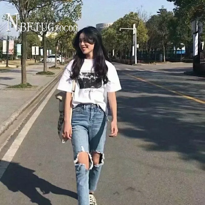 

High Waist Women Jeans Fashionable Casual Straight Pants Denim Trousers