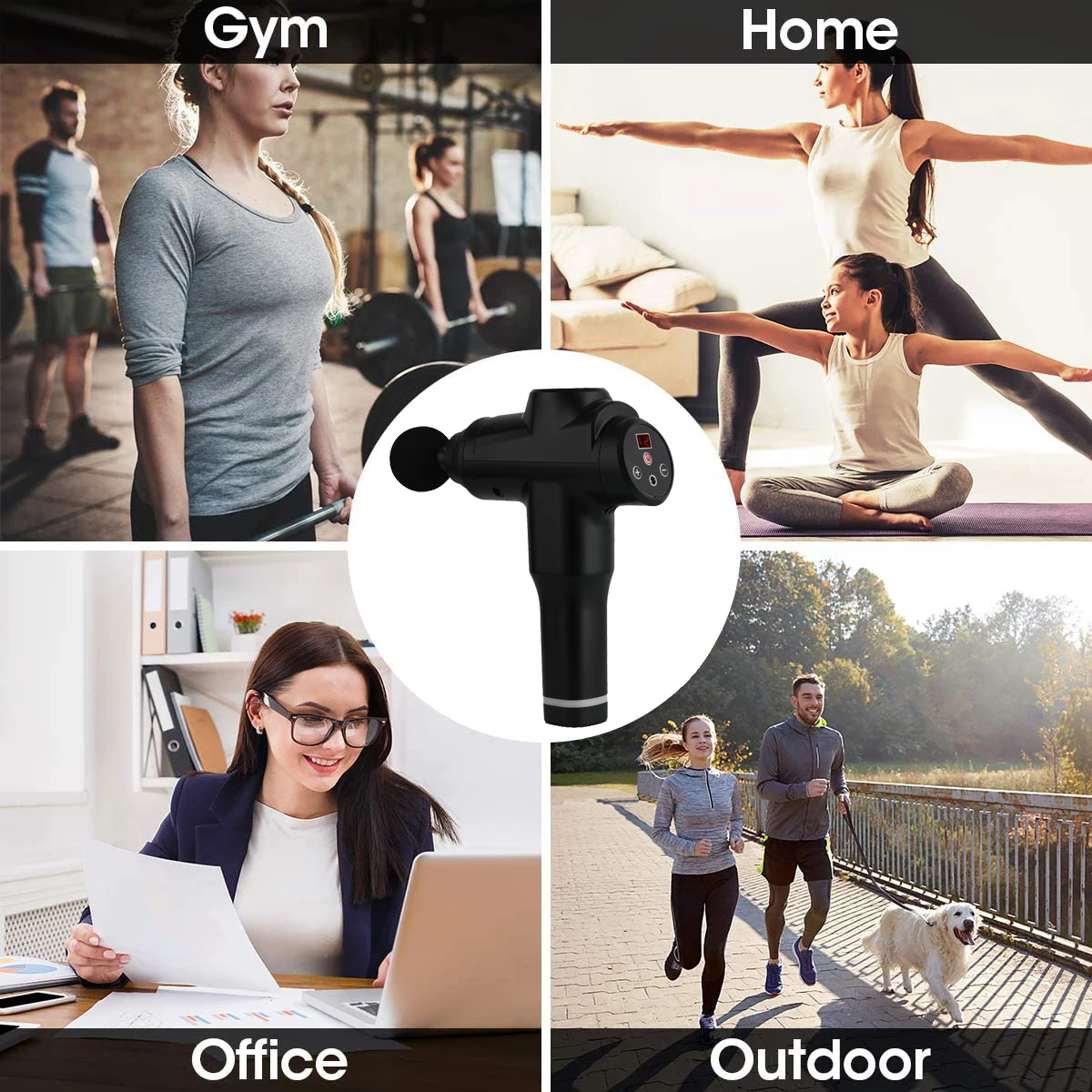 

Electric Body Massage Gun 6800r 12 Gear Adjustment Muscle Massager High Frequency Vibration Fascia Gun With 5 Massage Heads