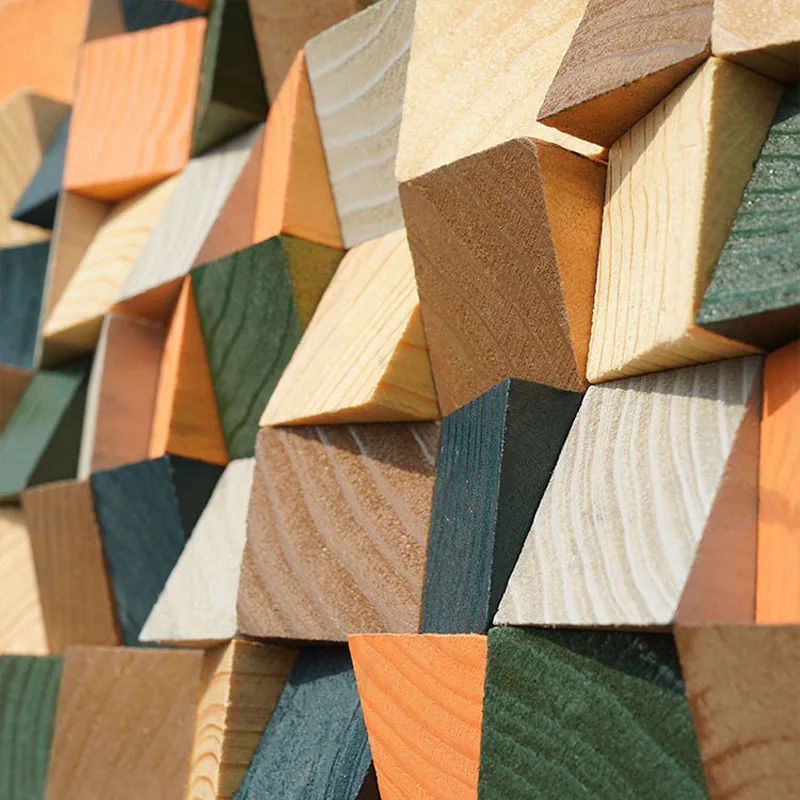 

Eco-friendly 3D Wooden Panel Wall Decoration Fashion Solid Panel Wood Mosaic Tile For Office / Company Art Wall Decor Background