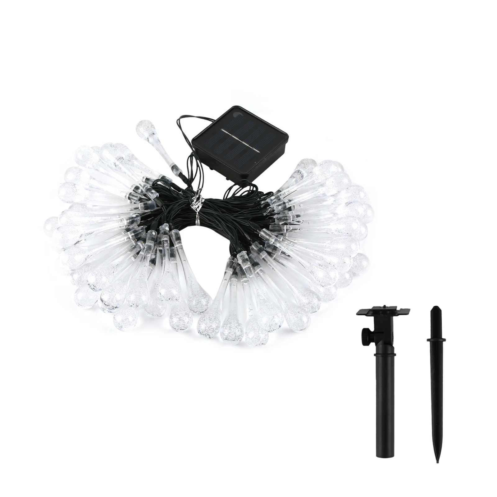 

Outdoor Solar String Lights 23Ft 50LED Water Drop Solar Waterproof Fairy Crystal Lights 8 Modes For Christmas Garden Patio Decor