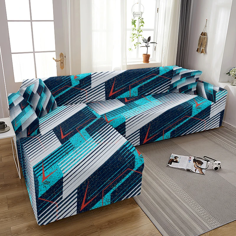 

Colorful Geometry Pattern Cushion Cover Sofa Cover for Living Room Elastic Furniture Slipcover Chaise Longue Corner Big Sofas