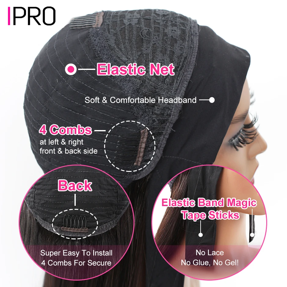 IPRO искусственные человеческие волосы головная повязка малазийские с глубокой