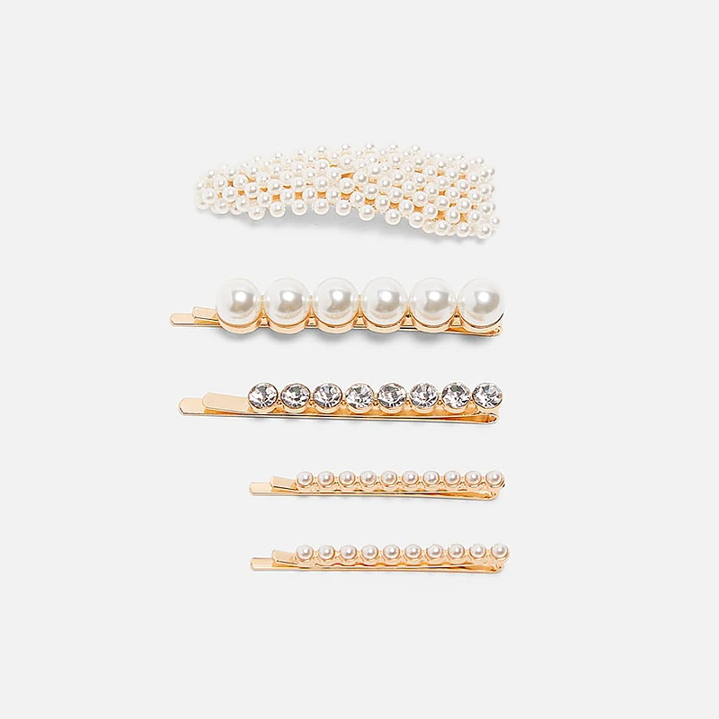 KOMi 30 Styles Hair Pins for Women ZA Hair Jewelry Gifts Shell Conch Hair Clips Simulated Pearl Crystals Barrettes Hot A60523 - Окраска металла: D20216