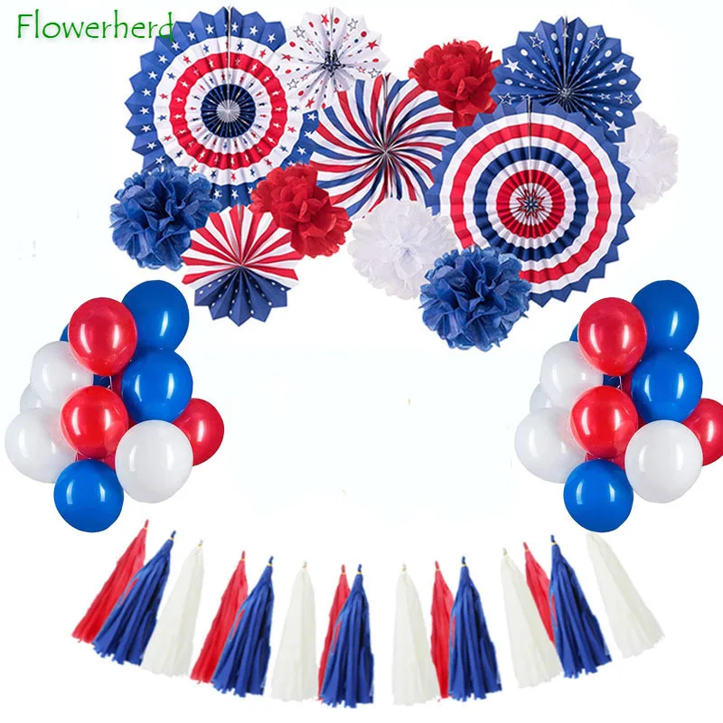 

Patriotic Decoration Set American Independence Day Scene Decoration National Day Party Decoration Balloon Paper Paper Tassel Set