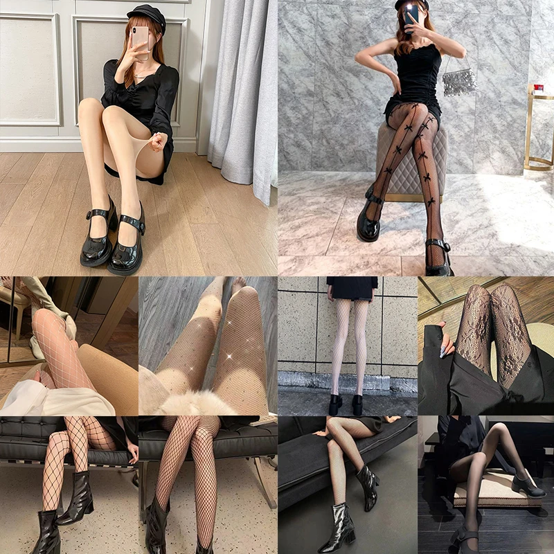 

Hollow Stockings For Women Fishnet Diamond Pantyhose Women Sexy Fashion Shiny Net Tights Slim Rhinestone Mesh Nylon Stockings