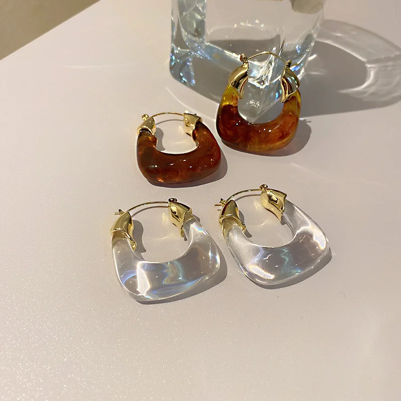 

Модные геометрические серьги-Кольцо из смолы U-образные женские ювелирные изделия подарок в винтажном стиле LB