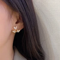 2021 new ladies elegant butterfly earrings for women trendy party white zircon unusual earrings gilrs fashion jewelry kolczyki