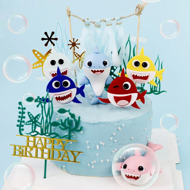 DIY океан стили торт Топпер акриловая Мягкая Керамика Мультфильм Акула Дельфин