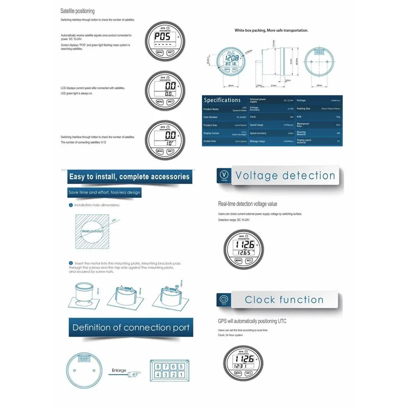 Цифровой GPS Спидометр для мотоцикла UTV Морская Лодка водонепроницаемый аксессуар