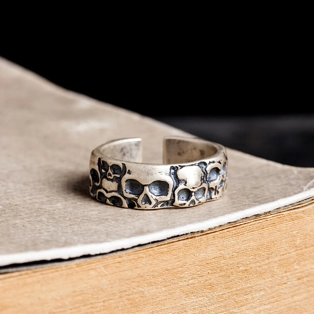 

Retro Character Skull Ring Bohemia Open Ring Men and Women Gothic Hip Hop Jewelry Motorcycle Hand Party Accessories