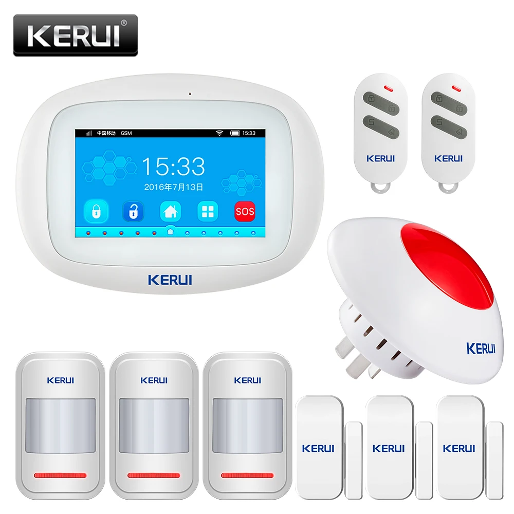 KERUI K52 Wi Fi GSM сигнализация APP Управление набор для охранных SMS 4 3 дюймов TFT Цвет