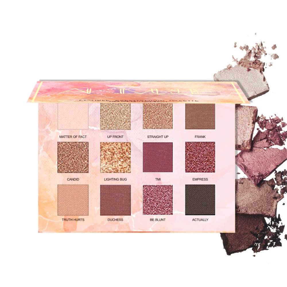 

12 Colors Nude Palette Make Up Matte Eyeshadow Shimmer Waterproof Glitter Eyeshadow Pigment Powder Cosmetics with Makeup Mirror