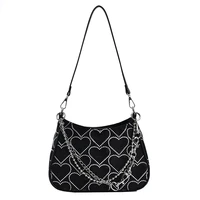 love bright diamond bag 2021 new fashion canvas bag female bag metal chain shoulder messenger underarm bag designer handbags