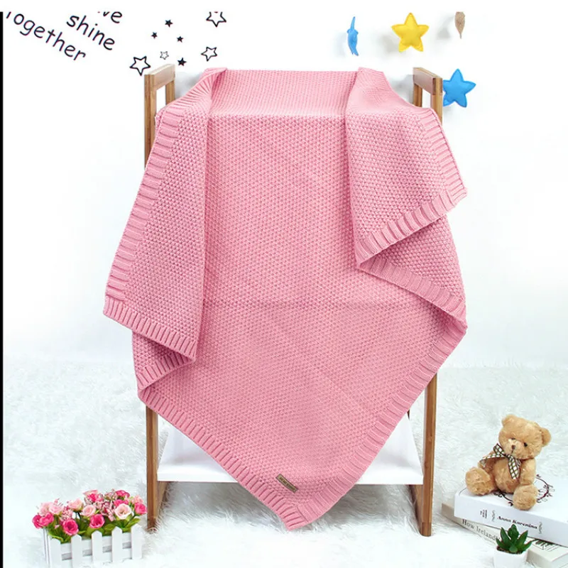 Детское Хлопковое одеяло однотонное трикотажное покрывало для новорожденных