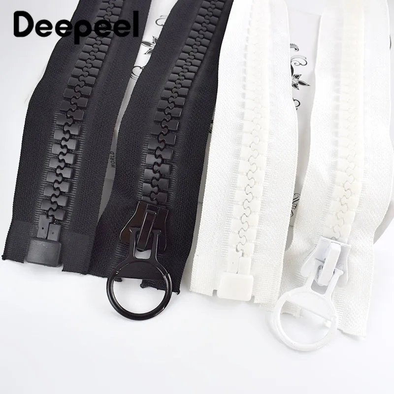 

20# 60/75/80/100/150/200CM Extra Large Resin Zippers White&black Open-end for Down Jacket Coat Pocket Zipper Slider AP547