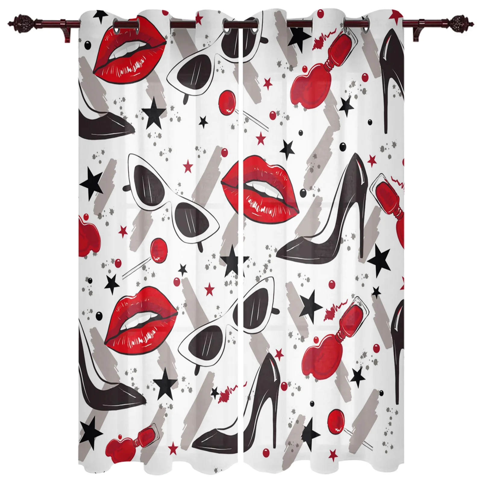 

Солнцезащитные очки на высоком каблуке с изображением губ, занавески с леденцами для гостиной, спальни, роскошные домашние декоративные за...