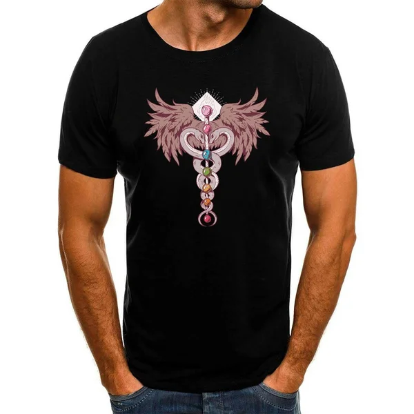 

seven chakras Men Quality Luxxry Cotton Short Sleeve T-Shirt Round Neck Men Plus Size T Shirts for Male